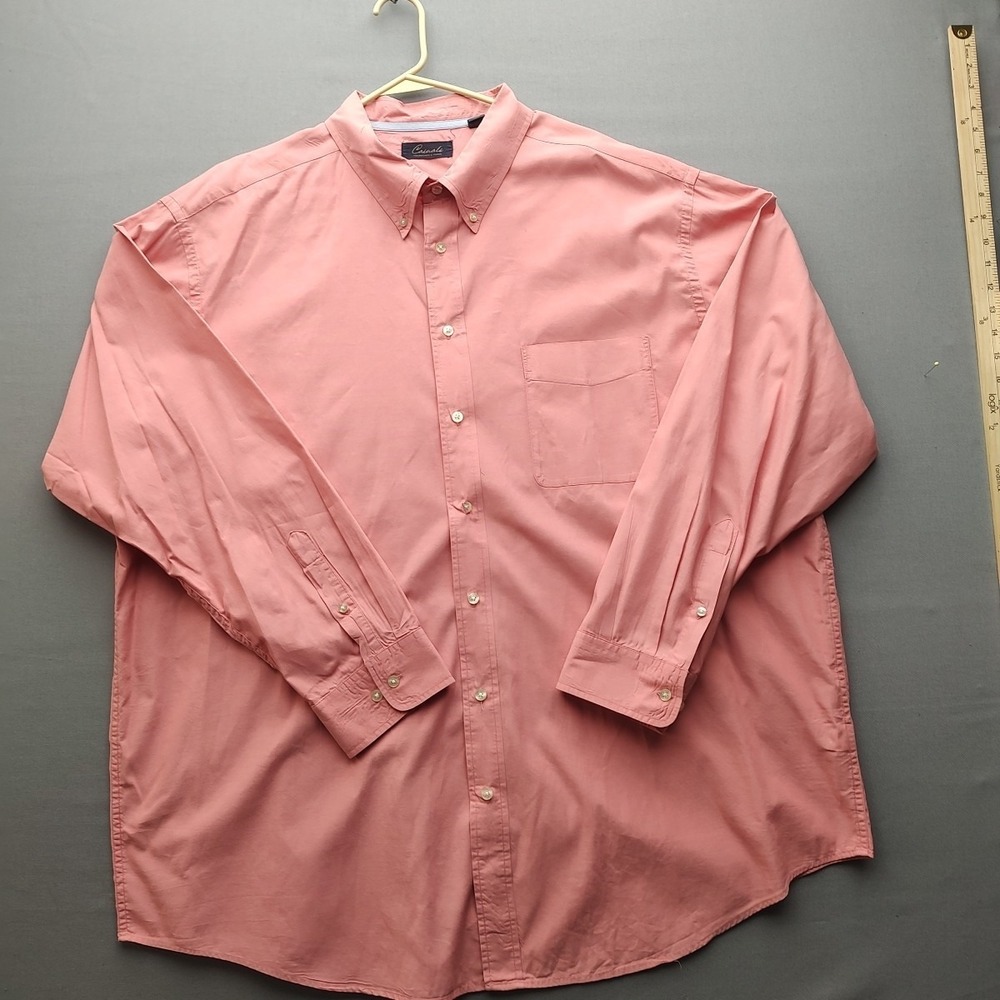 Roundtree & Yorke Casuals Button Up Shirt Orange Size 3 XLT Long Sleeve
